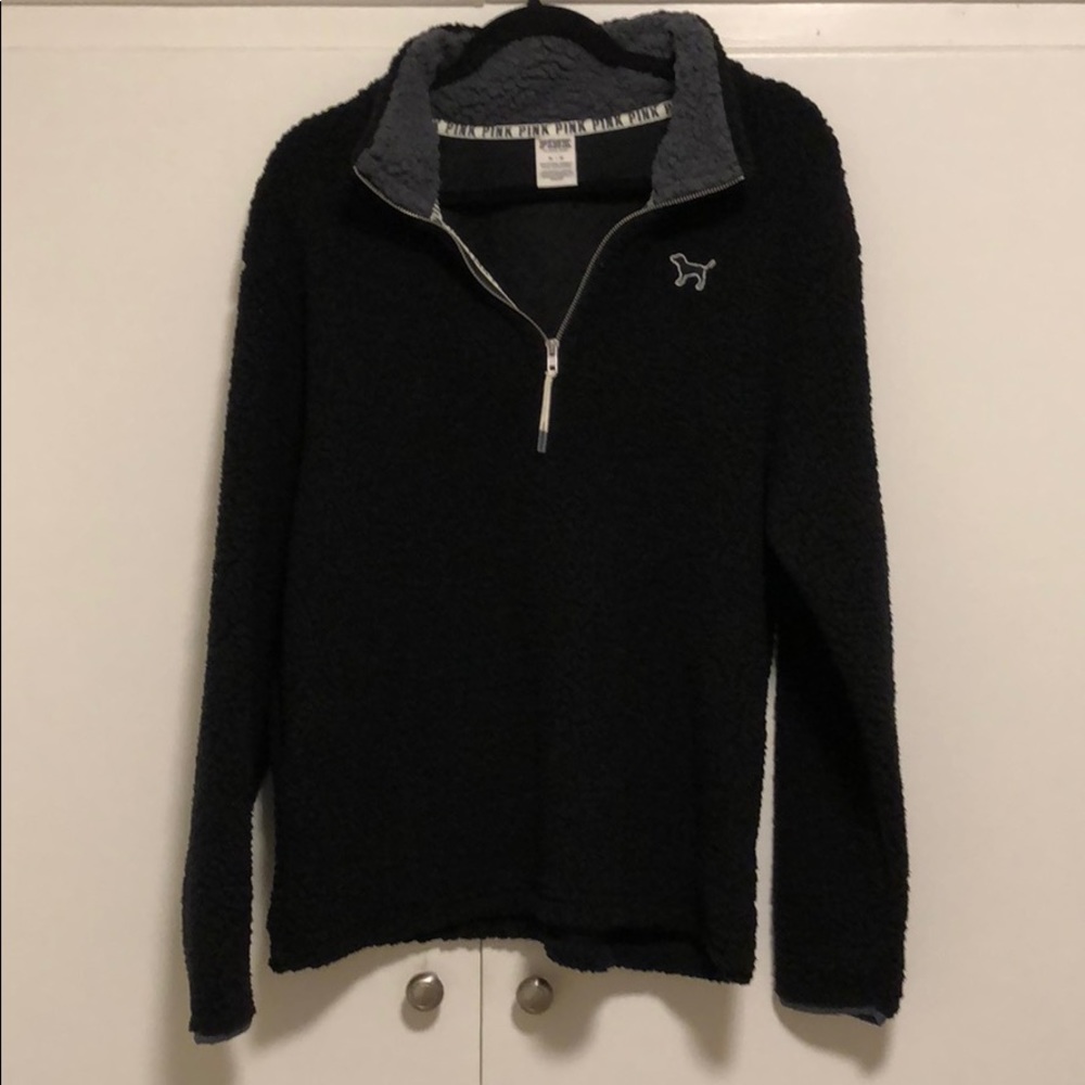 Victoria Secret Pink Black Half Zip